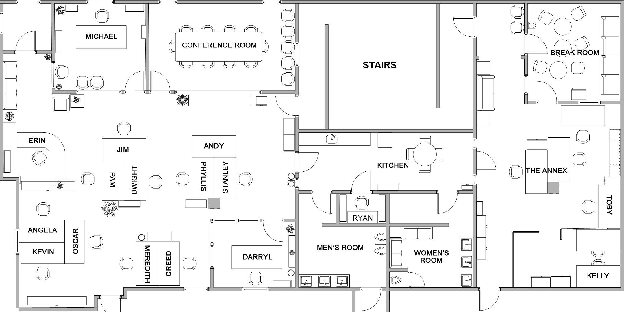 Floor plan of The Office. Floor Plan